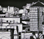 "16 Towers"<br />-14" x 24"<br />-Linocut<br />-Printed on a Conrad 30" Monotype Press<br />
-3 Fish Studios in San Francisco, CA