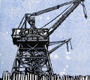 "Pier 70"<br />-16" x 16"<br />-Linocut<br />-Printed on a Conrad 30" Monotype Press<br />
-3 Fish Studios in San Francisco, CA